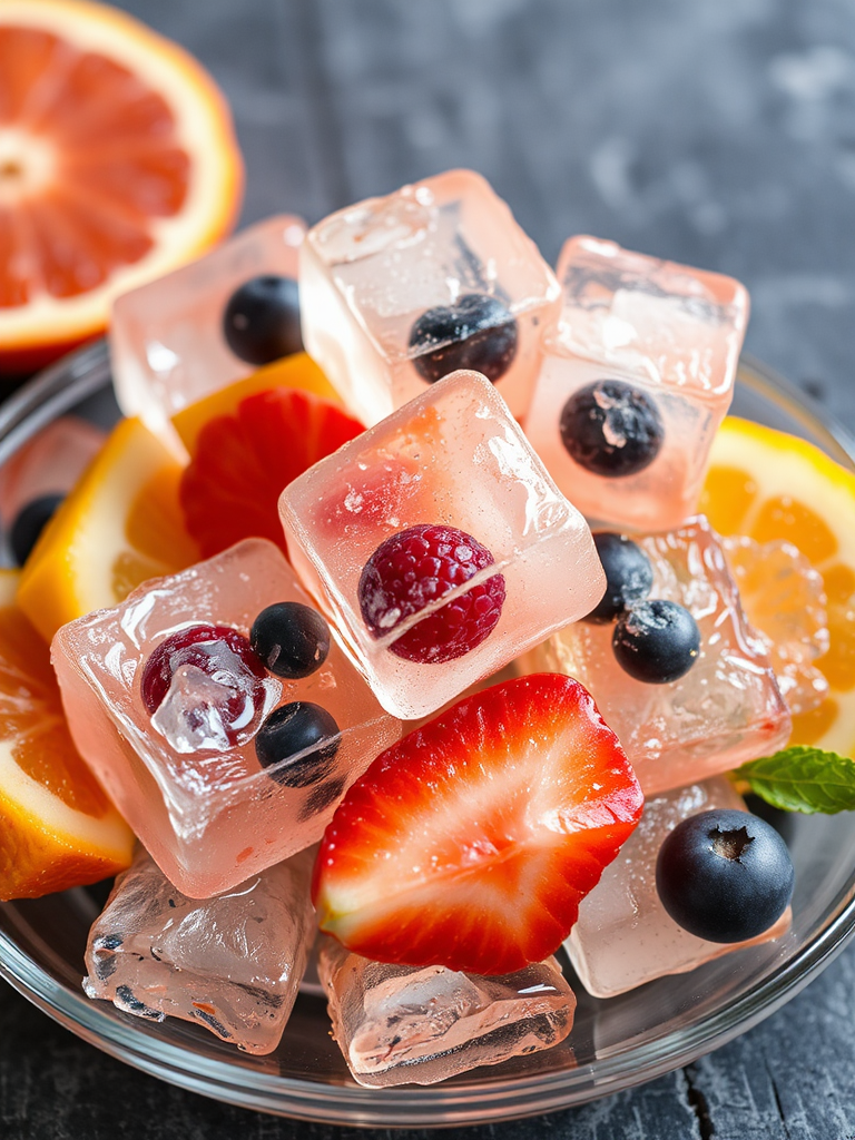 Bold Maximalist Ice Cubes with Fresh Fruit