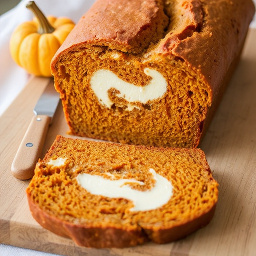 Pumpkin Bread with Cream Cheese Swirl